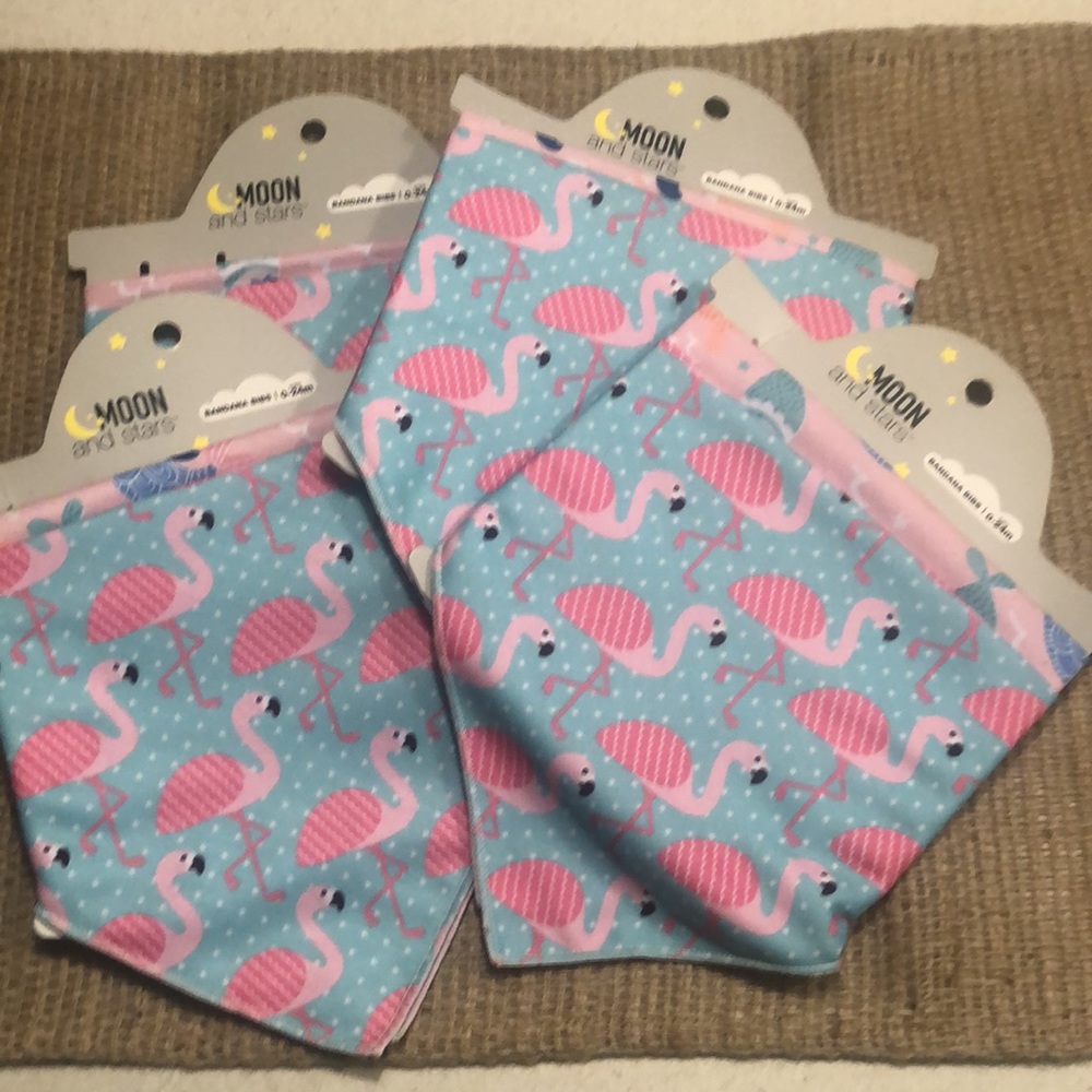 NWT Moon and Stars Bandana Bibs 0 -24 mo with 2 bibs in each package